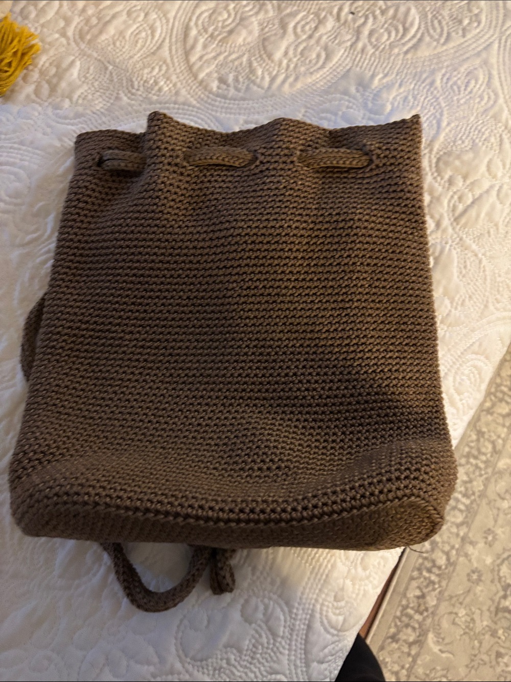 The Sak Brown Knit Crochet Backpack Bag